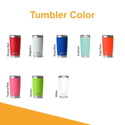 YETI Rambler Tumbler Stainless Steel, Personalized Stainless Steel Tumbler, Laser Engraved Tumbler, 20oz, 10oz