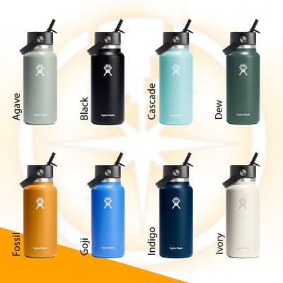 32oz Hydro Flask Flex Straw Lid Bottle, Personalized Stainless Steel Water Bottle, Laser Engrave Insulated Water Bottles