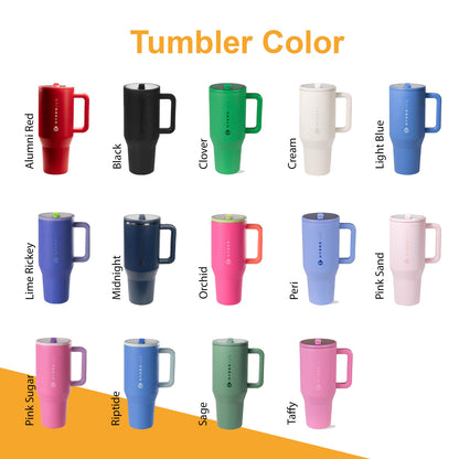 20oz, 30oz, 40oz HydroJug Traveler Tumbler, Personalized Stainless Steel Tumbler with Handle & Flip Straw, Laser Engrave Leak Resistant Tumbler With Rubber Base