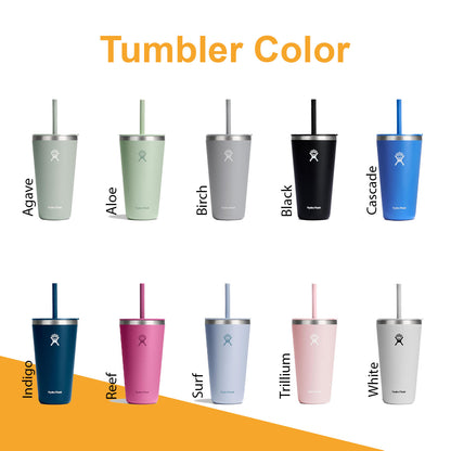 20oz, 28oz Hydro Flask Travel Tumbler, Personalized Stainless Steel Insulated Cup with Lid and Straw, Laser Engraved Tumbler for Cold Water and Drinks for Sports, School