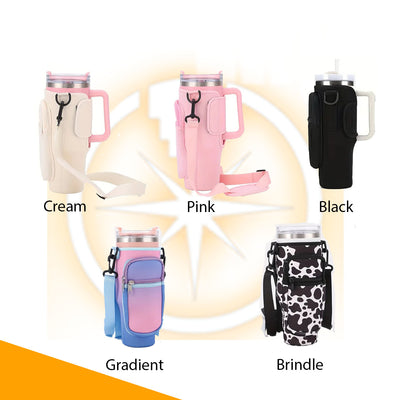 High-Quality Tumbler Carrier Bag with Pocket for Stanley 40/30 oz Tumbler - Water Bottle Pouch with Adjustable Strap - Stanley Accessories