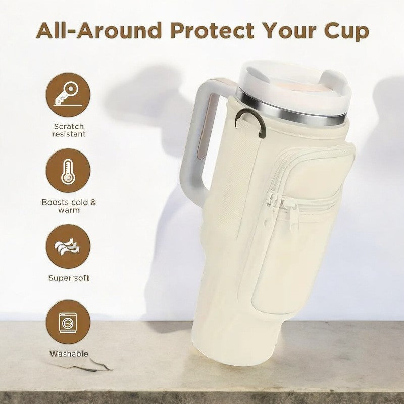 High-Quality Tumbler Carrier Bag with Pocket for Stanley 40/30 oz Tumbler - Water Bottle Pouch with Adjustable Strap - Stanley Accessories
