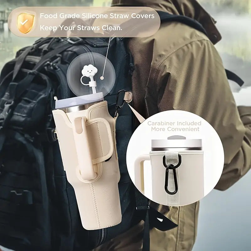 High-Quality Tumbler Carrier Bag with Pocket for Stanley 40/30 oz Tumbler - Water Bottle Pouch with Adjustable Strap - Stanley Accessories