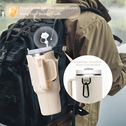 High-Quality Tumbler Carrier Bag with Pocket for Stanley 40/30 oz Tumbler - Water Bottle Pouch with Adjustable Strap - Stanley Accessories