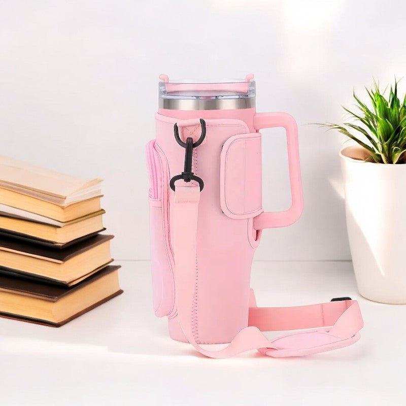 High-Quality Tumbler Carrier Bag with Pocket for Stanley 40/30 oz Tumbler - Water Bottle Pouch with Adjustable Strap - Stanley Accessories