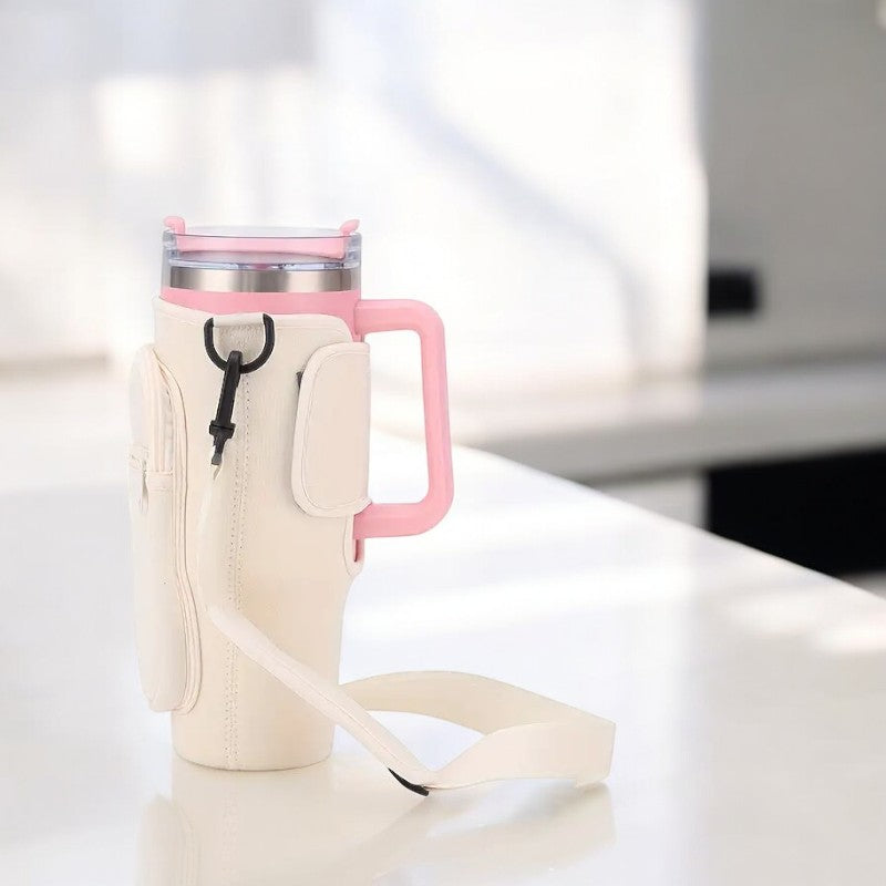 High-Quality Tumbler Carrier Bag with Pocket for Stanley 40/30 oz Tumbler - Water Bottle Pouch with Adjustable Strap - Stanley Accessories