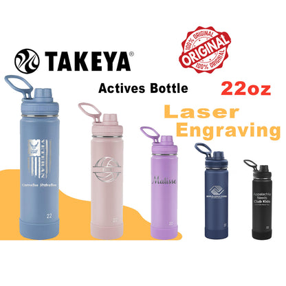 Personalized Takeya 22oz Activate Bottle: Laser Engraved Stainless Steel Water Bottle, Custom Name Bottle, Custom Logo Bottle, Bulk Bottle