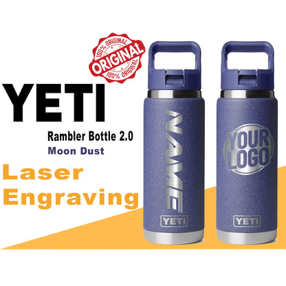 YETI Moon Dust - Textured Rambler Bottle 2.0: Laser Engraved Stainless Steel Bottle, Custom Yeti Bottle With Lid, Easy to Sip, logo bottle