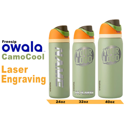 Owala Camo Cool Insulated Water Bottles, Personlized Stainless Steel Water Bottle, Laser Engrave Custom Water Bottle with Straw.