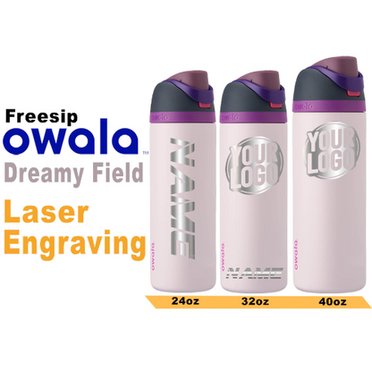 Owala Dreamy Field Insulated Water Bottles, Personlized Stainless Steel Water Bottle, Laser Engrave Custom Water Bottle with Straw.