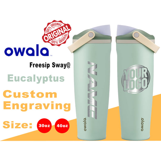 Owala Eucalyptus Color Freesip Sway Water Bottles, Laser Engraved Owala, Owala Name Bottle, Owala Logo Bottle engraving lounge