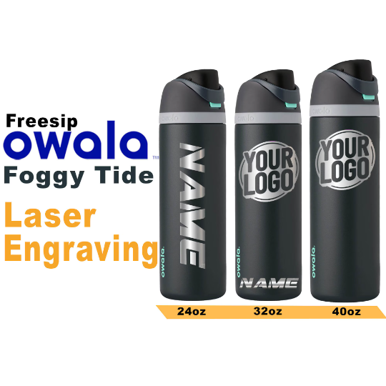 Owala Foggy Tide Insulated Water Bottles, Personlized Stainless Steel Water Bottle, Laser Engrave Custom Water Bottle with Straw.