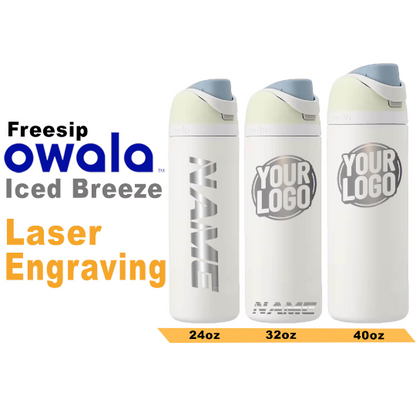 Owala Iced Breeze Insulated Water Bottles, Personlized Stainless Steel Water Bottle, Laser Engrave Custom Water Bottle with Straw.