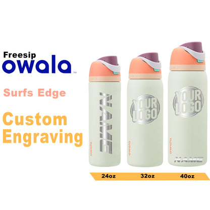 Owala Surfs Edge Color Freesip Water Bottles, Personalized Stainless Steel Bottle, Laser Engraved Custom Bottle, Thanksgiving engraving lounge