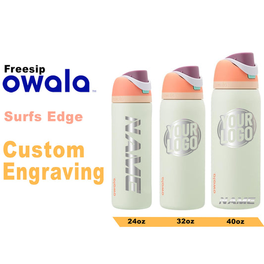 Owala Surfs Edge Color Freesip Water Bottles, Personalized Stainless Steel Bottle, Laser Engraved Custom Bottle, Thanksgiving engraving lounge