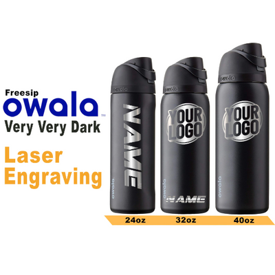 Owala Very Very Dark Color Insulated Water Bottles, Personlized Stainless Steel Water Bottle, Laser Engrave Custom Water Bottle with Straw.