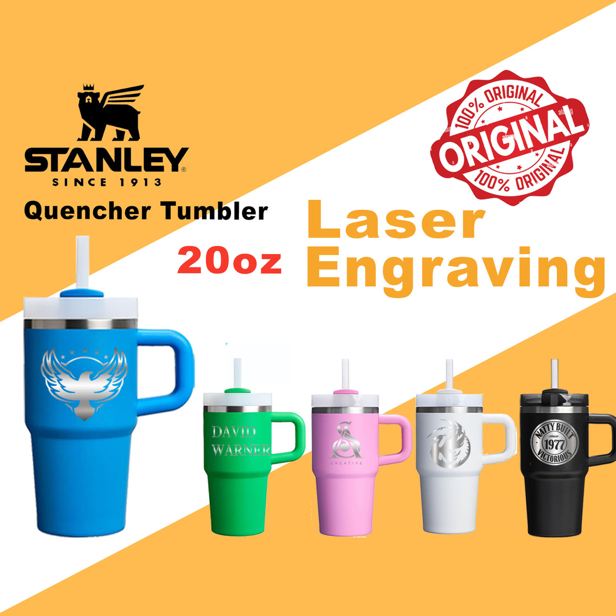 Personalized 20oz Stanley Quencher Tumbler, Custom Stainless Steel Cup, Name Engraved Tumbler, Double Wall Insulated Cup, Hot Mug With Straw ,engraving lounge