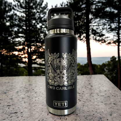 Personalized 46oz YETI Rambler Stainless Steel Bottle, Vacuum Insulated Custom Water Bottle, Laser Engraved Bottle with Chug Cap