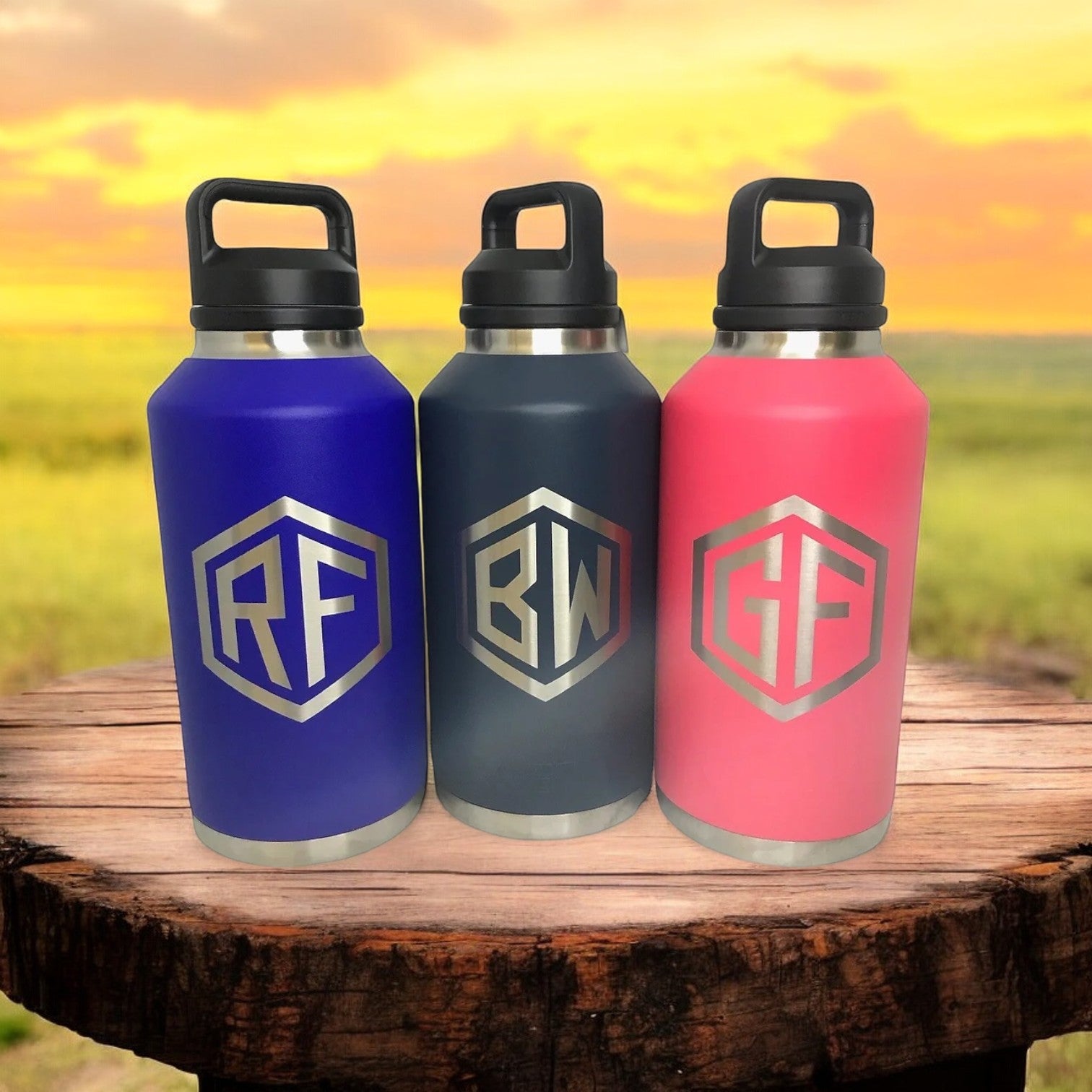 Personalized 64oz YETI Rambler Stainless Steel Bottle, Vacuum Insulated Custom Water Bottle, Laser Engraved Bottle with Chug Cap
