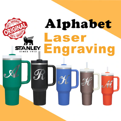 Personalized Alphabet Stanley Tumbler, Insulated Stainless steel Tumbler, Laser Engraved stanley cup,Name Tumbler, Alphabet Letter Cup.