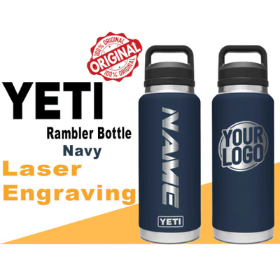 Personalized Navy Color YETI Rambler Stainless Steel Bottle, Vacuum Insulated Custom Bottle, Laser Engraved Bottle in Different Size
