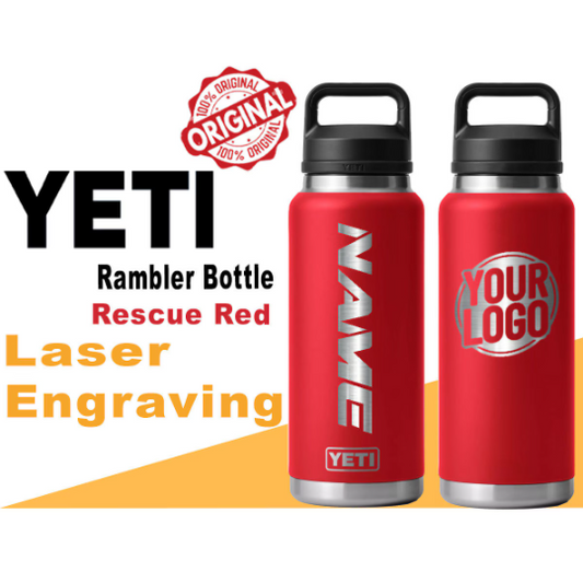 Personalized Rescue Red Color YETI Rambler Stainless Steel Bottle, Vacuum Insulated Custom Bottle, Laser Engraved Bottle in Different Size