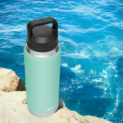 Personalized Seafoam Color YETI Rambler Stainless Steel Bottle, Vacuum Insulated Custom Bottle, Laser Engraved Bottle in Different Size