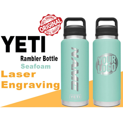 Personalized Seafoam Color YETI Rambler Stainless Steel Bottle, Vacuum Insulated Custom Bottle, Laser Engraved Bottle in Different Size