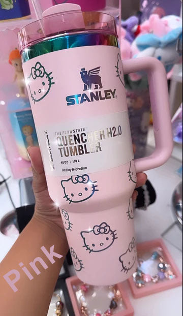 40oz Stanley Hello Kitty Stainless Steel Tumbler, Laser Engraved Tumbler With Lid and Straw, Gift for Her, Drinkware.