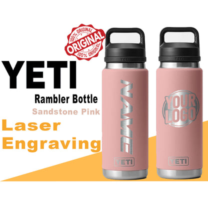 Yeti Sandstone Pink Color Rambler Bottle | Custom Laser Engraved Bottle, Yeti Name & Logo Bottle, Father's Day Gift, Zengraved Store