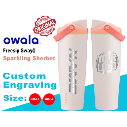 30oz/40oz Owala Sparkling Sherbet Color Freesip Sway Water Bottle. Laser Engraved Owala Bottle with Handle, Customized Bottle with your Name