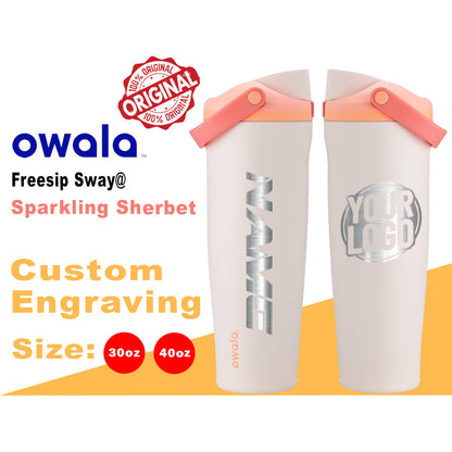 30oz/40oz Owala Sparkling Sherbet Color Freesip Sway Water Bottle. Laser Engraved Owala Bottle with Handle, Customized Bottle with your Name