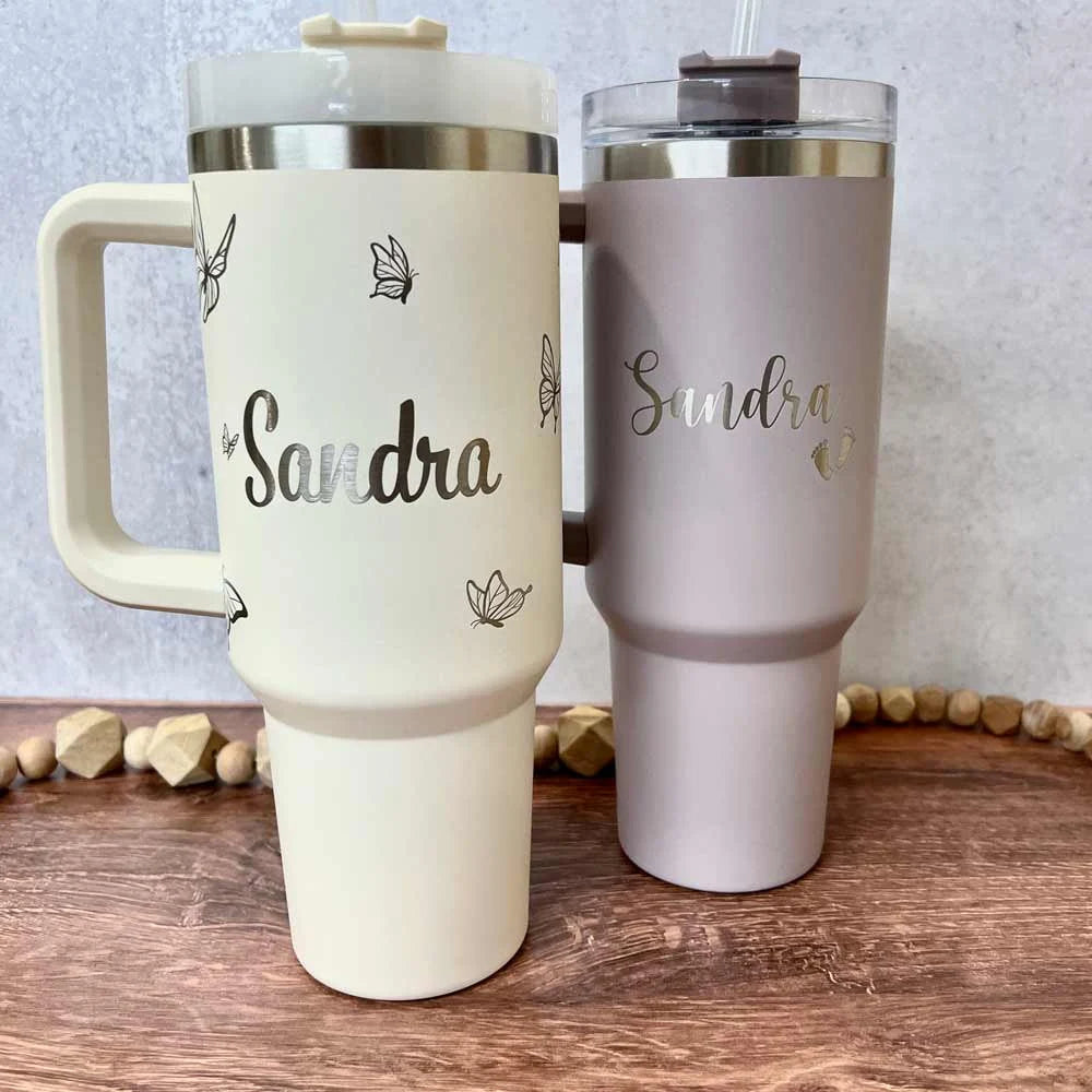 Stanley 30oz & 40oz Quencher H2.0 Stainless Steel Tumbler, Personalized Stainless Steel Tumbler, Laser Engraved Tumbler, Stanley Water Bottle
