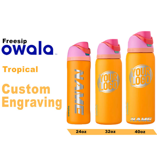 Owala Tropical Color Freesip Water Bottles, Laser Engraved Owala, Owala Name Bottle, Owala Logo Bottle, Christmas Gift, Zengraved Store
