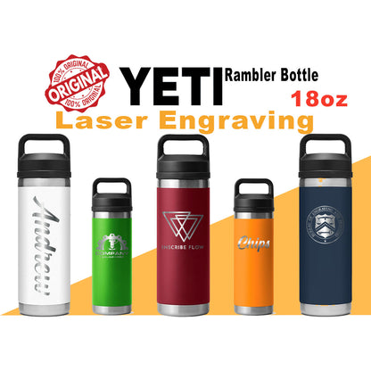 Yeti 18oz Rambler Water Bottles | Personalized Stainless Steel Bottle with Chug Cap | Laser Engraved Vacuum Insulated Bottle, Christmas Gift