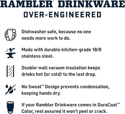 YETI Rambler 18oz Stainless Steel Water Bottle, Personalized Vacuum Insulated Bottle, Laser Engraved Water Bottle with Straw Cap, Drinkware