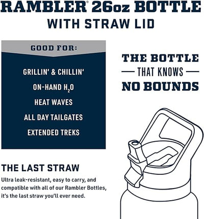 YETI Rambler 26oz 2.0 Stainless Steel Water Bottle, Personalized Vacuum Insulated Bottle, Laser Engraved Water Bottle with Straw Cap, Drinkware