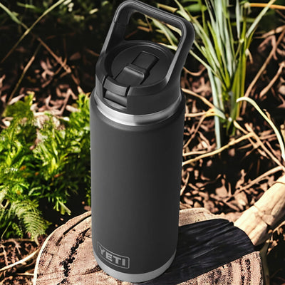 YETI Rambler 26oz 2.0 Stainless Steel Water Bottle, Personalized Vacuum Insulated Bottle, Laser Engraved Water Bottle with Straw Cap, Drinkware