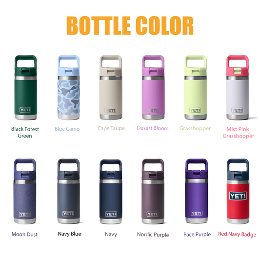 YETI Rambler Jr. 12oz Kids Bottle, Personalized Vacuum Insulated Bottle, Laser Engraved Custom Water Bottle with Straw Cap, Drinkware 1 engraving lounge
