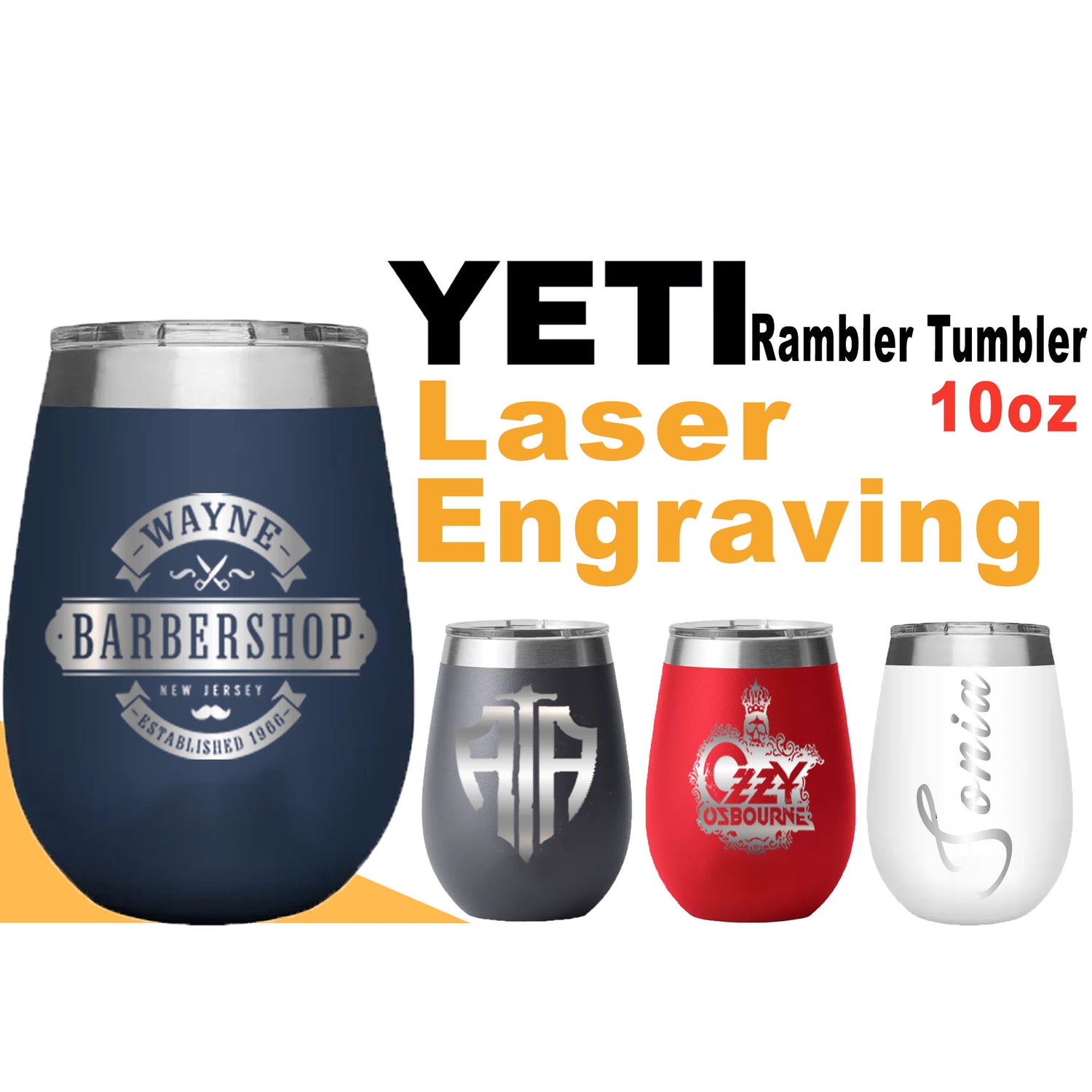 YETI Rambler Tumbler Stainless Steel, Personalized Stainless Steel Tumbler, Laser Engraved Tumbler, 10oz