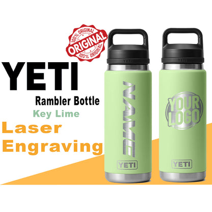 Yeti Key Lime Color Rambler Bottle | Custom Laser Engraved Bottle, Yeti Name & Logo Bottle, Father's Day Gift, engraving lounge