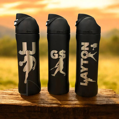 18oz, 24oz Owala FreeSip Twist Water Bottles | Laser Engraved Stainless Steel Water Bottle with Straw | Best For Travel, Sports and Gym.
