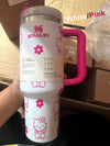 40oz Stanley Hello Kitty Stainless Steel Tumbler, Laser Engraved Tumbler With Lid and Straw, Gift for Her, Drinkware.